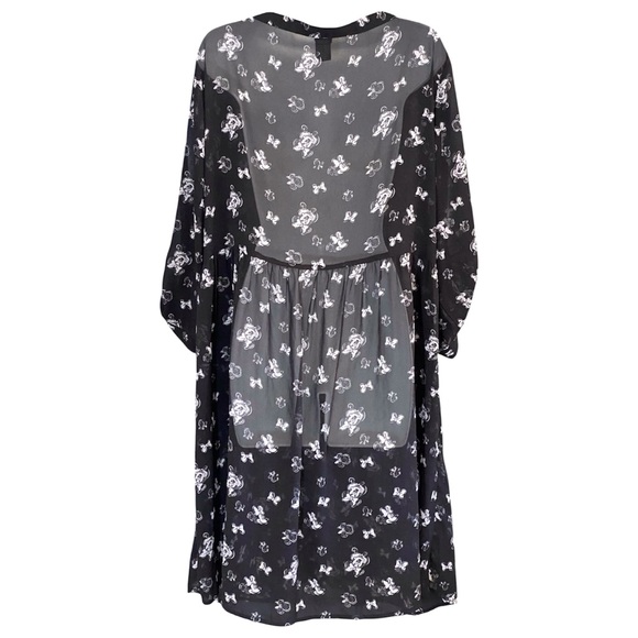 Torrid X Disney Minnie Mouse Babydoll Dress Size 2X Black Sheer Button Front - Picture 9 of 12